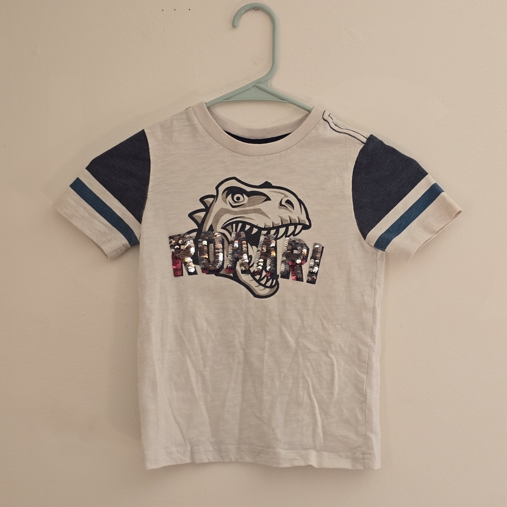 Garanimals Boys 5 Dinosaur Graphic T-Shirt - White and Blue